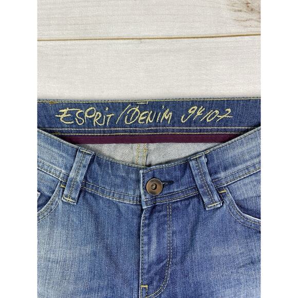 Esprit Denim Womens Jeans Size 30x30 Blue Bootcut Low Rise Cotton Distressed - Picture 3 of 12